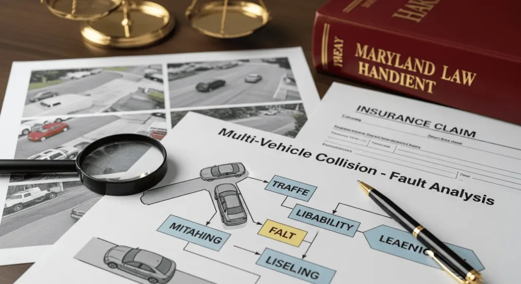 Determining fault in a multi-vehicle collision involving multiple drivers